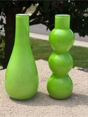 Vibrant, lime green modern vases